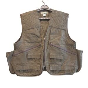 Texsport Fieldwear Vintage Khaki Green Quilted Hunting Utility Vest Mens‎ Large
